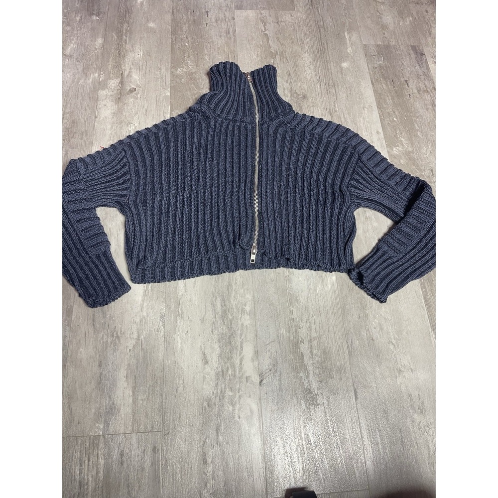 BDG Urban Outfitters XS Zipβ up Slouchy Sweater Blue Cropped E0122